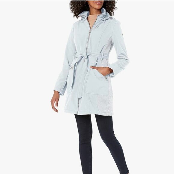 NWT Guess Women's Softshell Belted Zip-Up Trench Coat - Picture 1 of 11